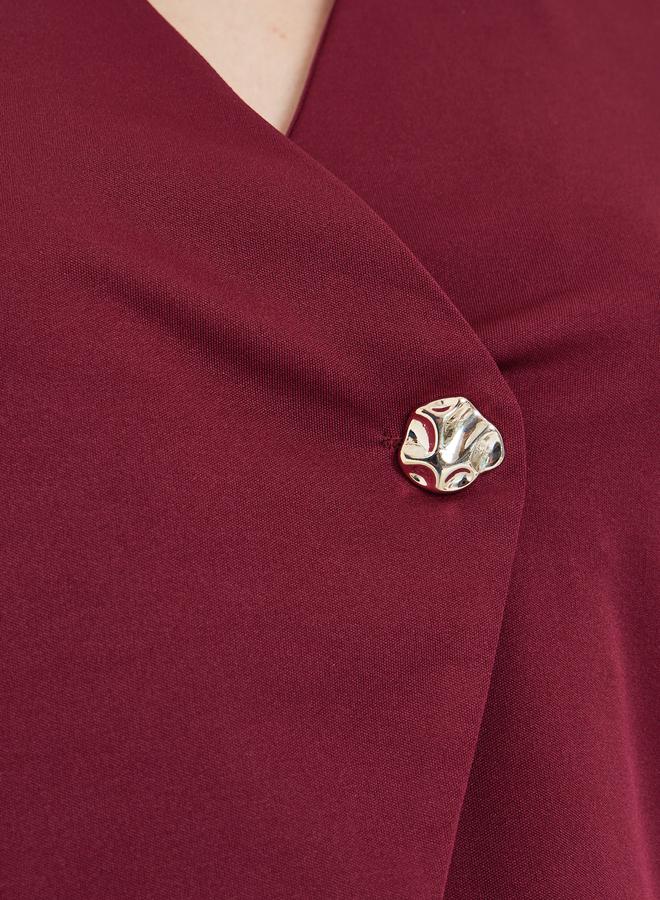 Styli Women Red Long Sleeve Wrap Top - Image 3